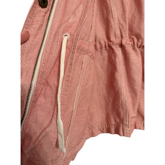Caslon Women's S Boho Chic Candy Stripe Pink Seersucker Zip Utility Jacket - Picture 5 of 8